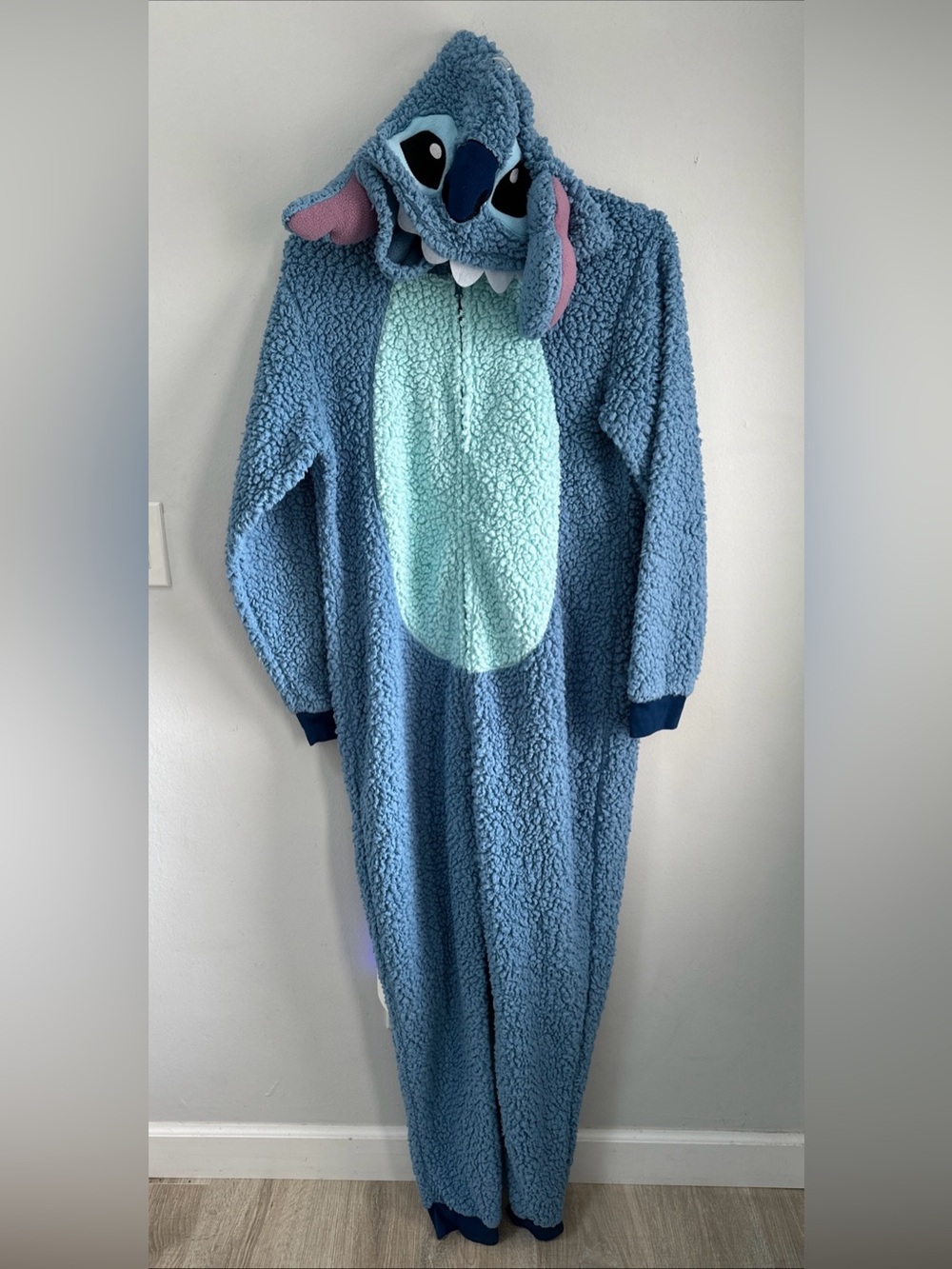 Disney Lilo & Stitch One Piece Blue Zipper Costume Pajamas/PJ's - Adult Size L